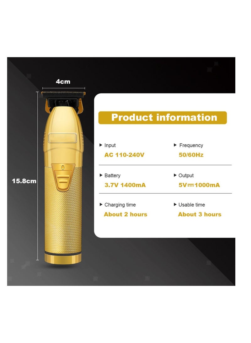 New Barber Hair Clipper Gold Electric Cordless Trimmer for Men Professional Haircuts Carving Beard Razor - Image 3